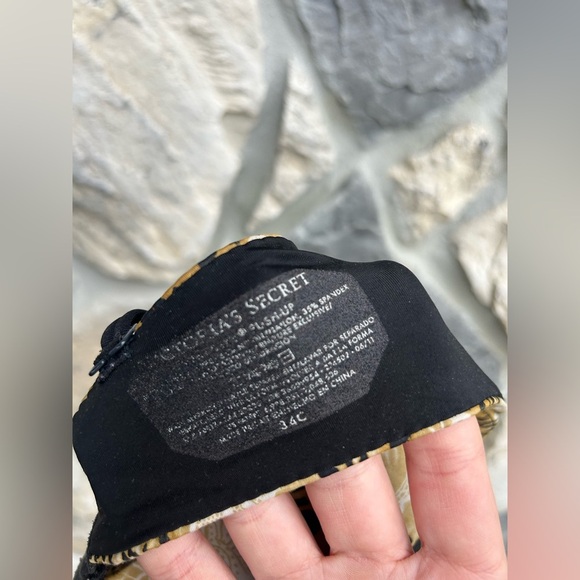 Victorias Secret Very Sexy Push Up Bra Size 34C Leopard Print Lace Rhinestones - Picture 4 of 4